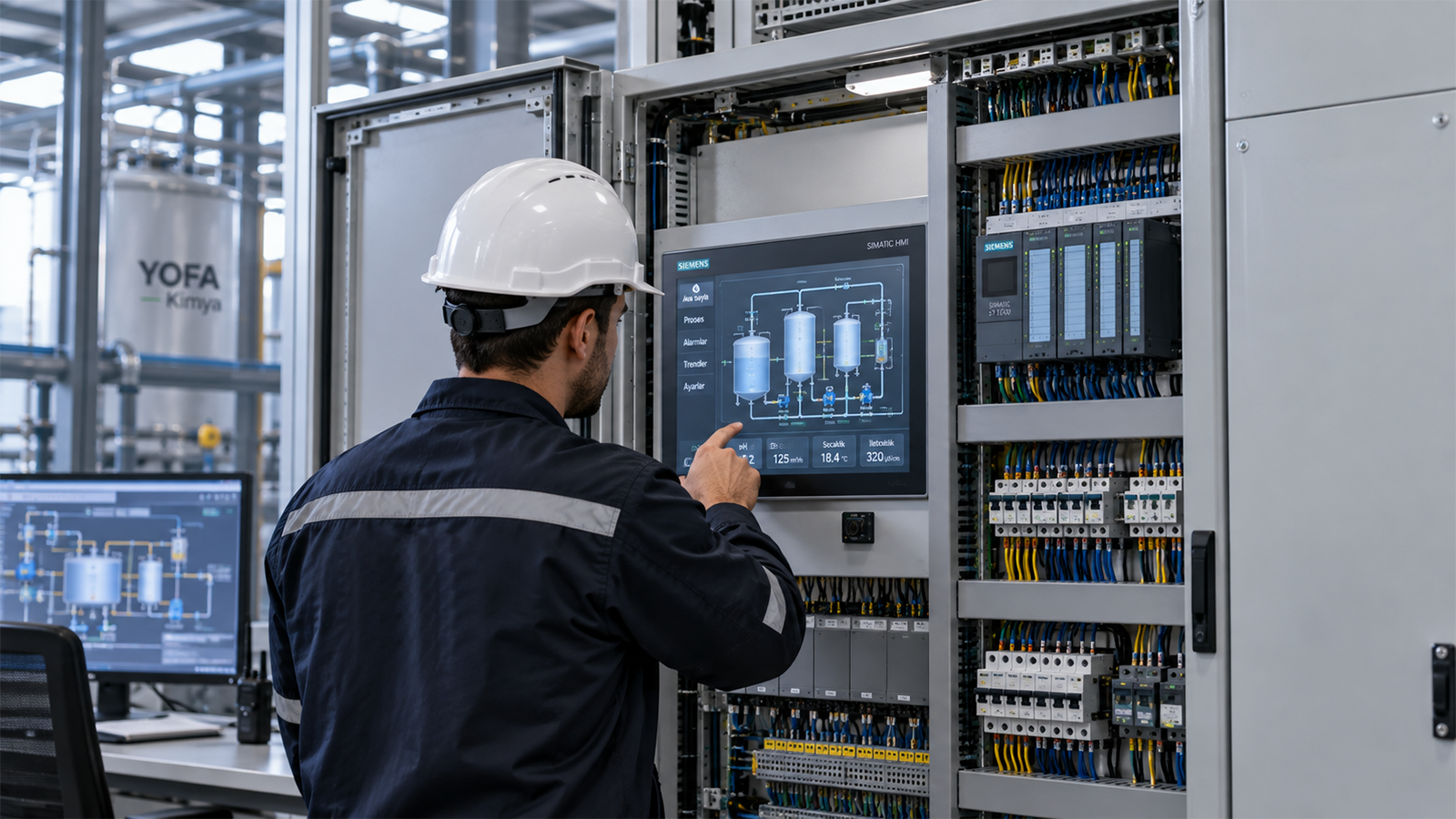 Elektrik otomasyon panosu ve HMI ekranı